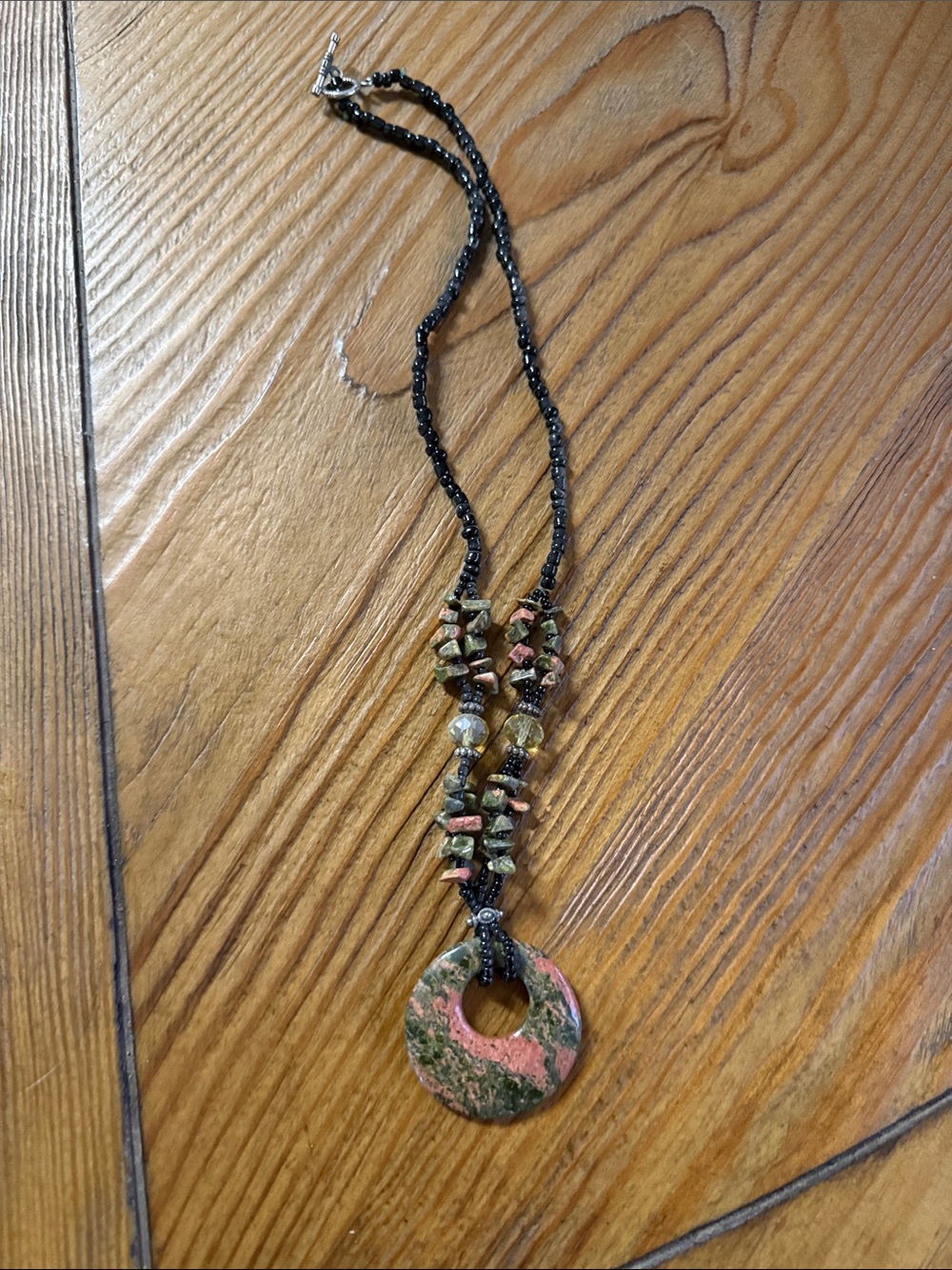 Unbranded Green & Pink Stone Pendant Necklace